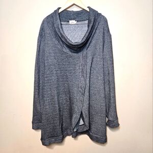 Blondie Apparel Navy Blue and White Cowl Neck Lagenlook Open Front Top Size L